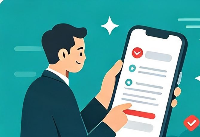 Warga mengisi survei melalui ponsel