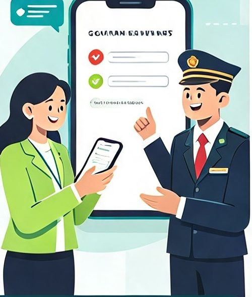 Warga mengisi survei lewat ponsel bersama petugas